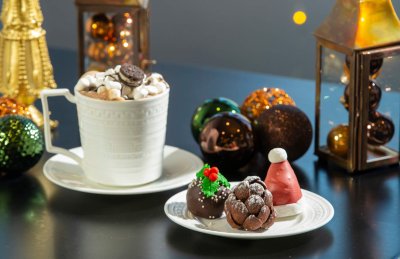festive hot chocolate display 