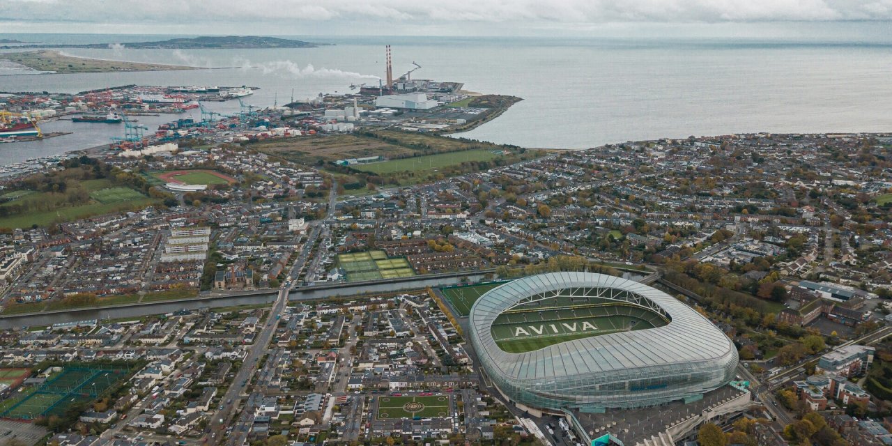 aerial view of the aviva stadium dublin ireland