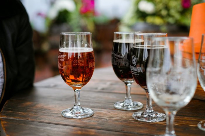 beer glasses on table