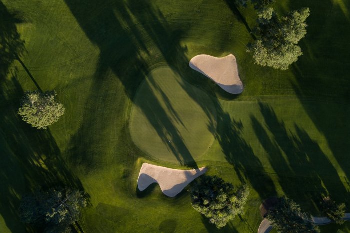 overhead view of golfing green