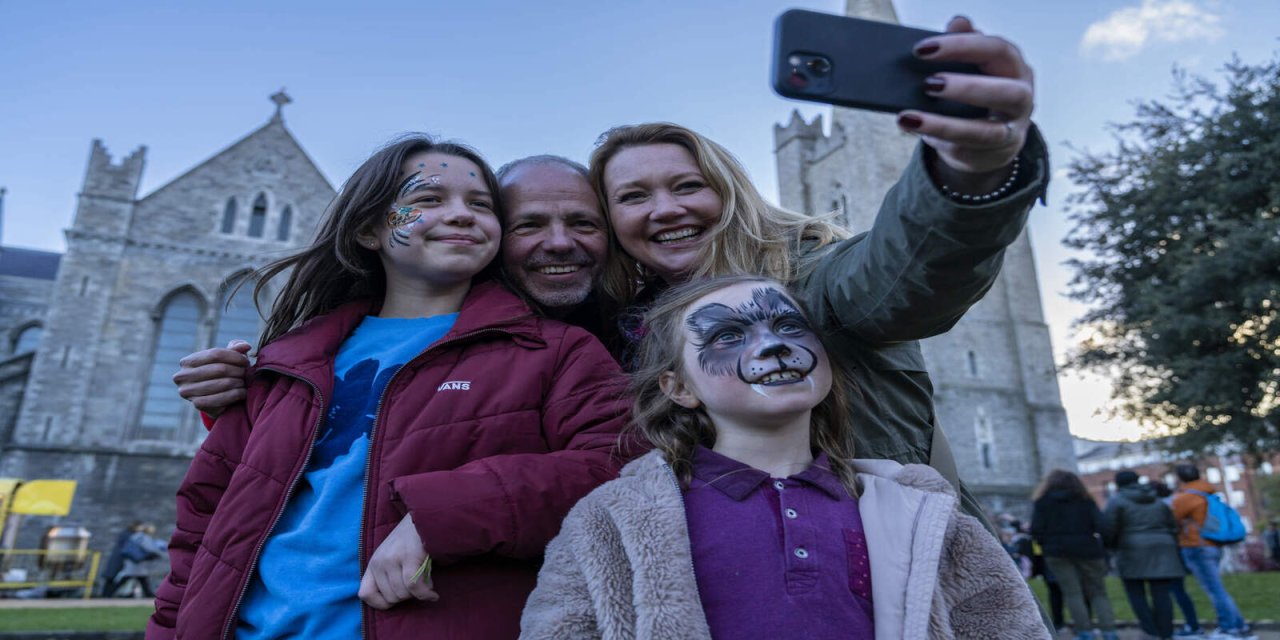 family gathered for a photo