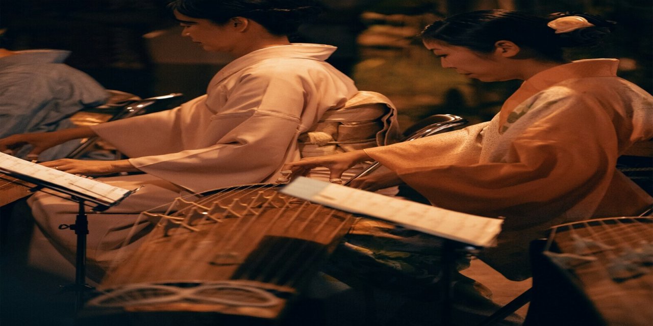 traditional Japanese instruments being used in a show 