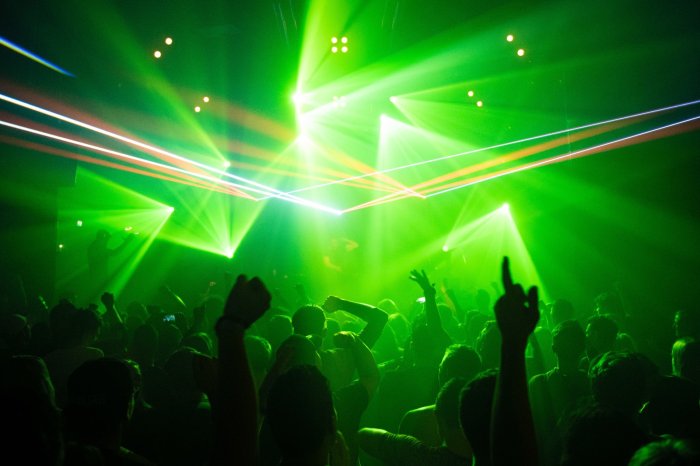 nightclub with green lights