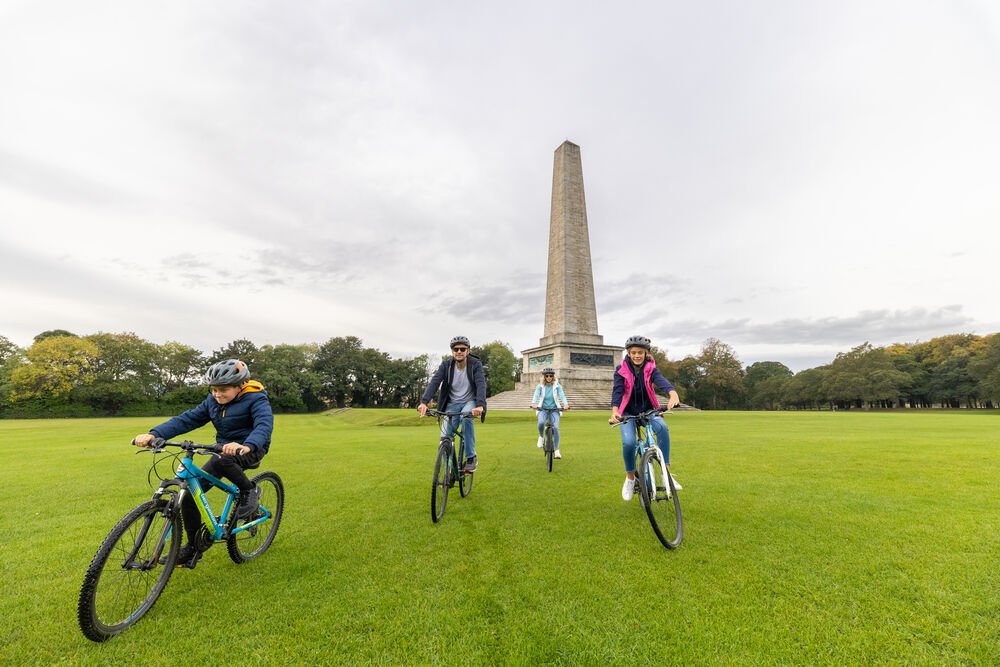 Family on Bikes in the park