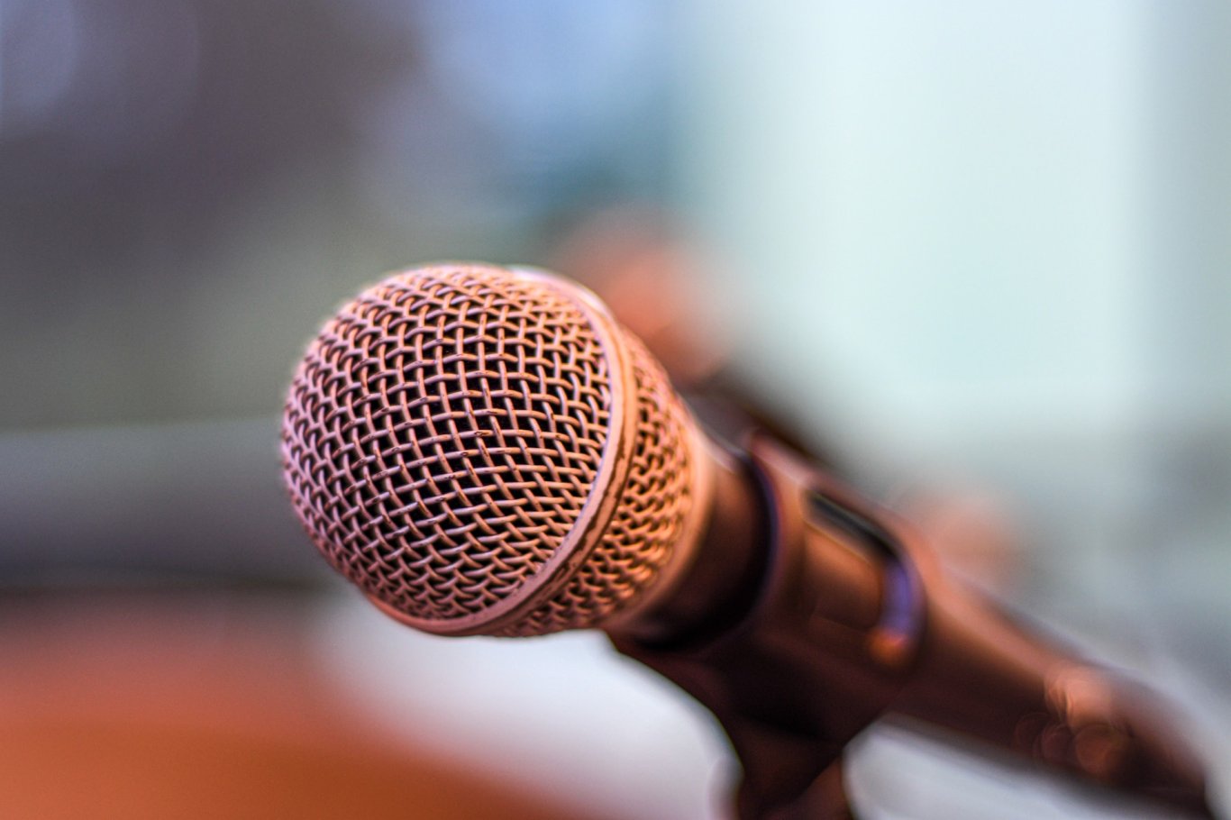 Focused image of a microphone