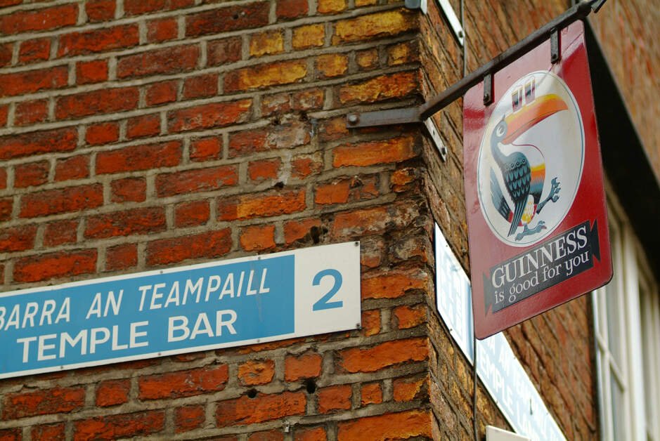 guinness sign at temple bar dublin 