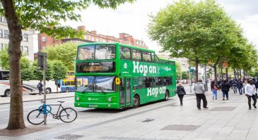Hop-On Hop-Off tour bus stopped on O'Connell street