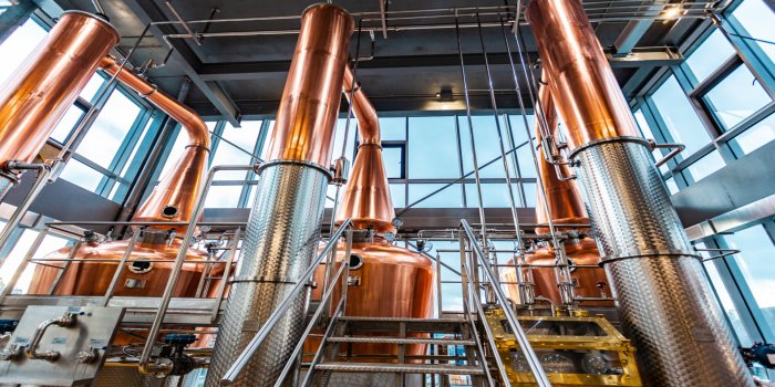 Clonakilty Distillery up close of working stills