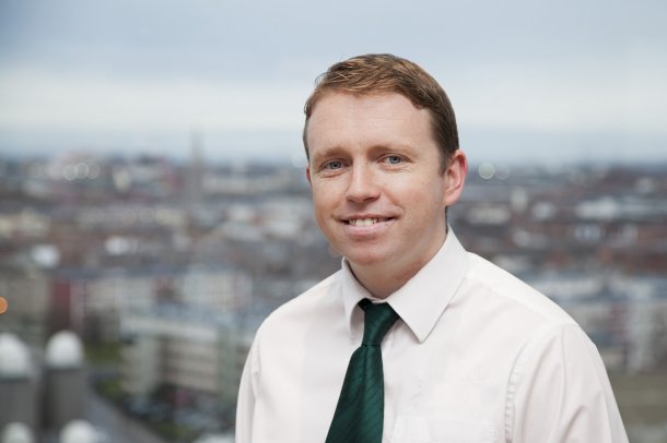 Qualified Dublin's city guide/driver Dave with panoramic view of Dublin