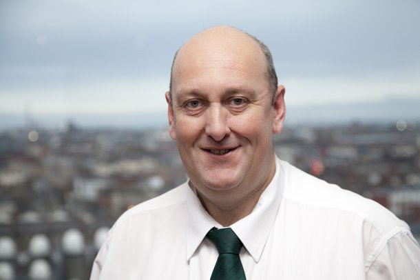 Dublin's city guide/driver John with panoramic view of Dublin