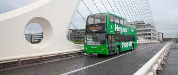 Dublin City sightseeing tour bus City tour bus on Beckett Bridge