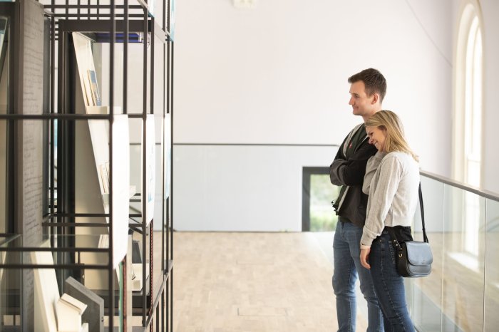 Couple enjoying exhibition at Museum of Literature Ireland