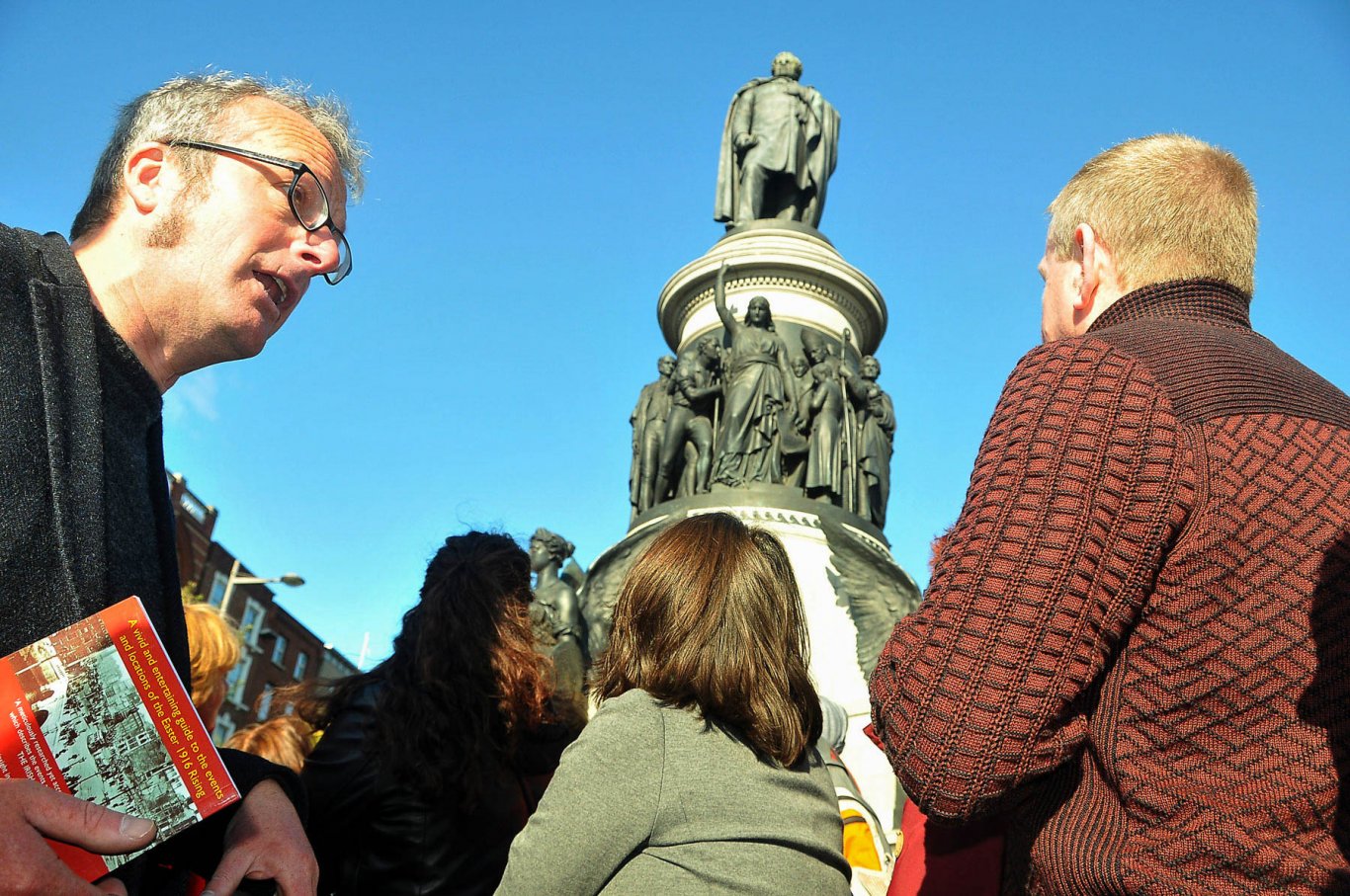 the rebellion walking tour at o'connell street, daniel o'connell statue