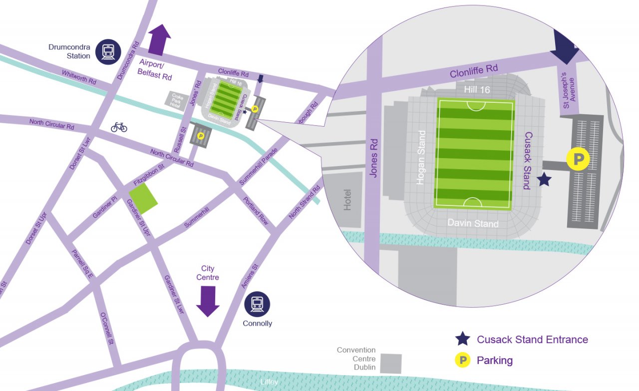 Map Showing Entrance to Croke Park Museum