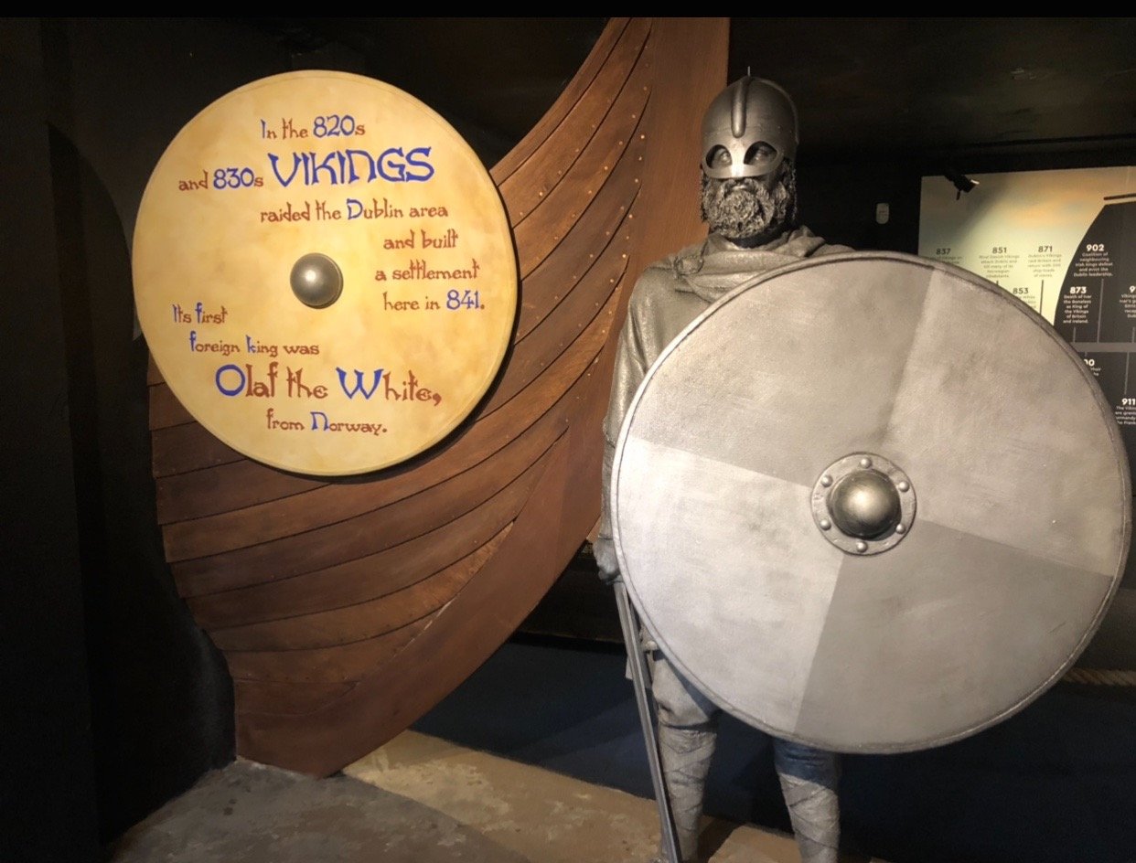 Viking with shield statue 
