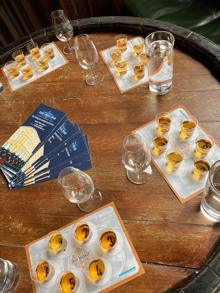 whiskey samples on table 