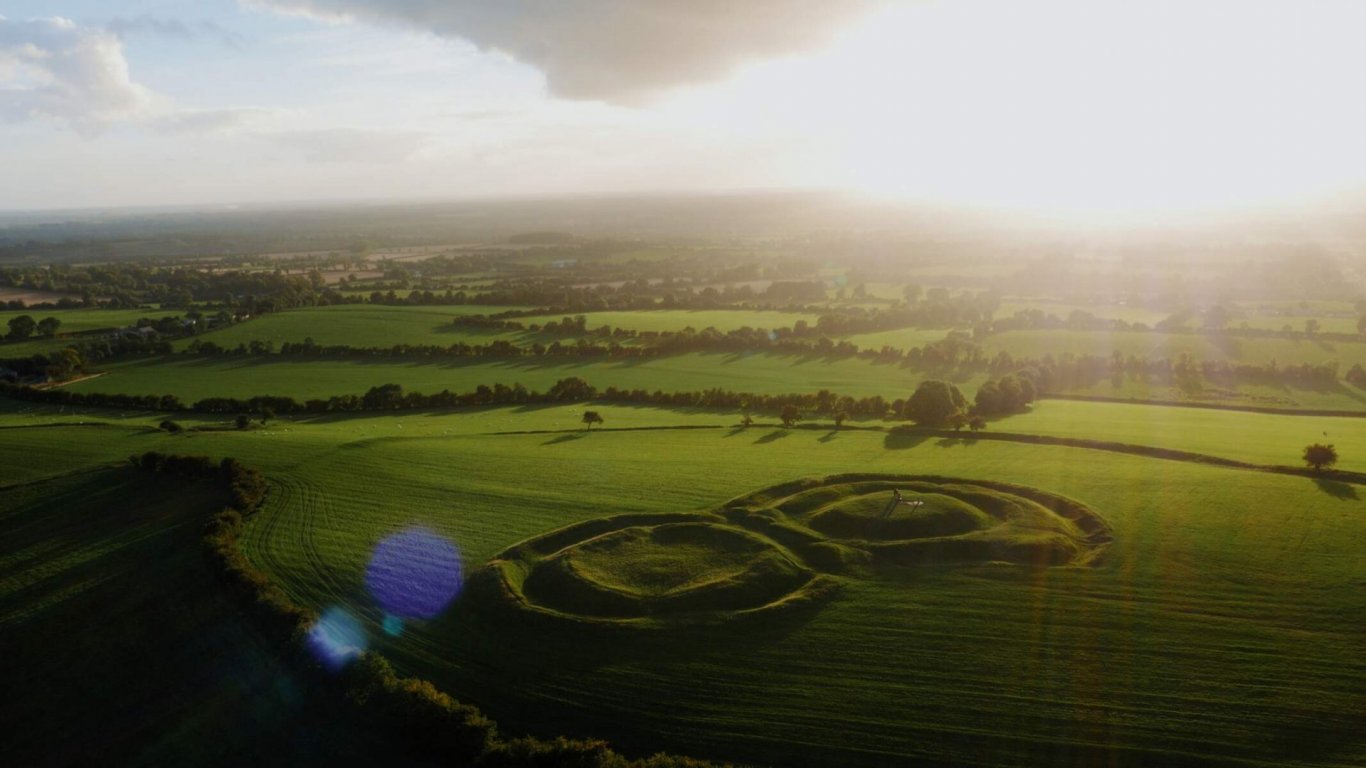 Aerial View of Hill of Tara and meath countryside