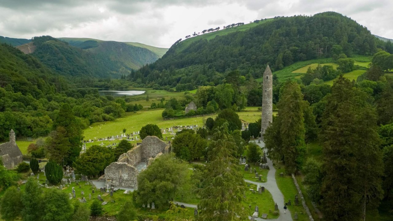 aerial view of glendalough wicklow
