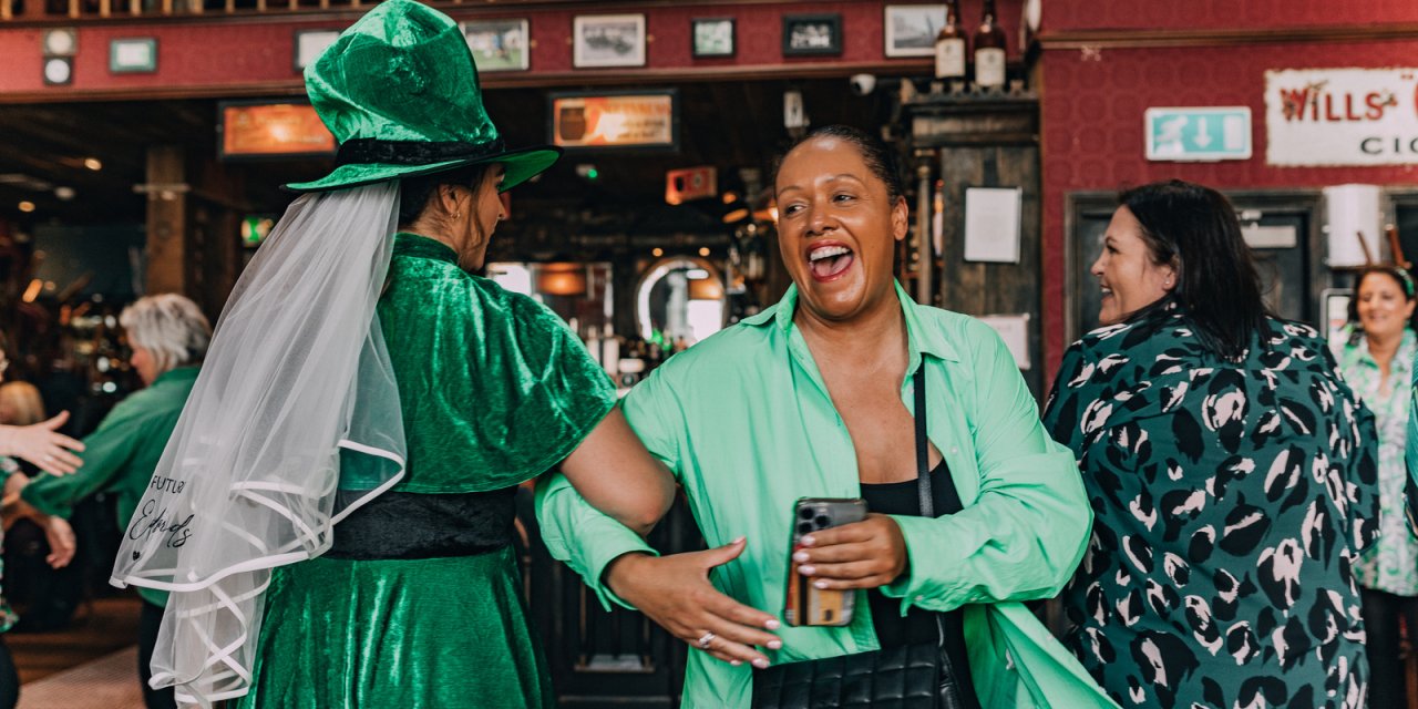 customers dance at the irish dance party, dublin ireland