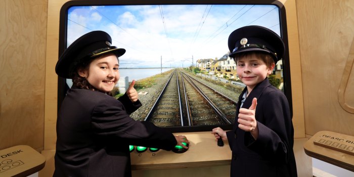 kids enjoying train simulator dublin ireland