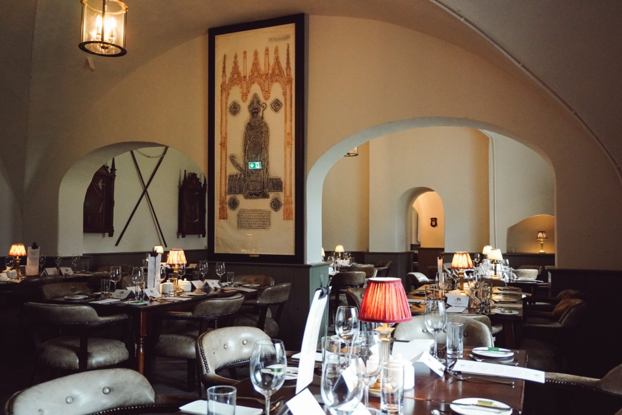 Tables with a warm light on them 