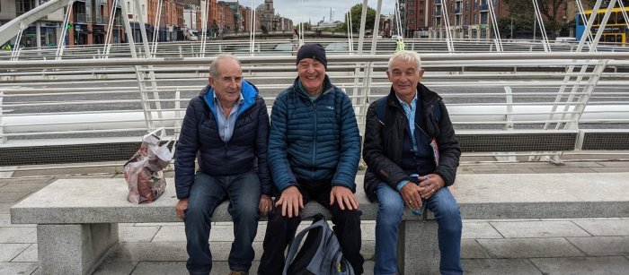 Visiting the James Joyce Bridge on the Bridges Walking Tour pic by MBoH bridges of dublin walking tour, on Joyce bridge, dublin ireland