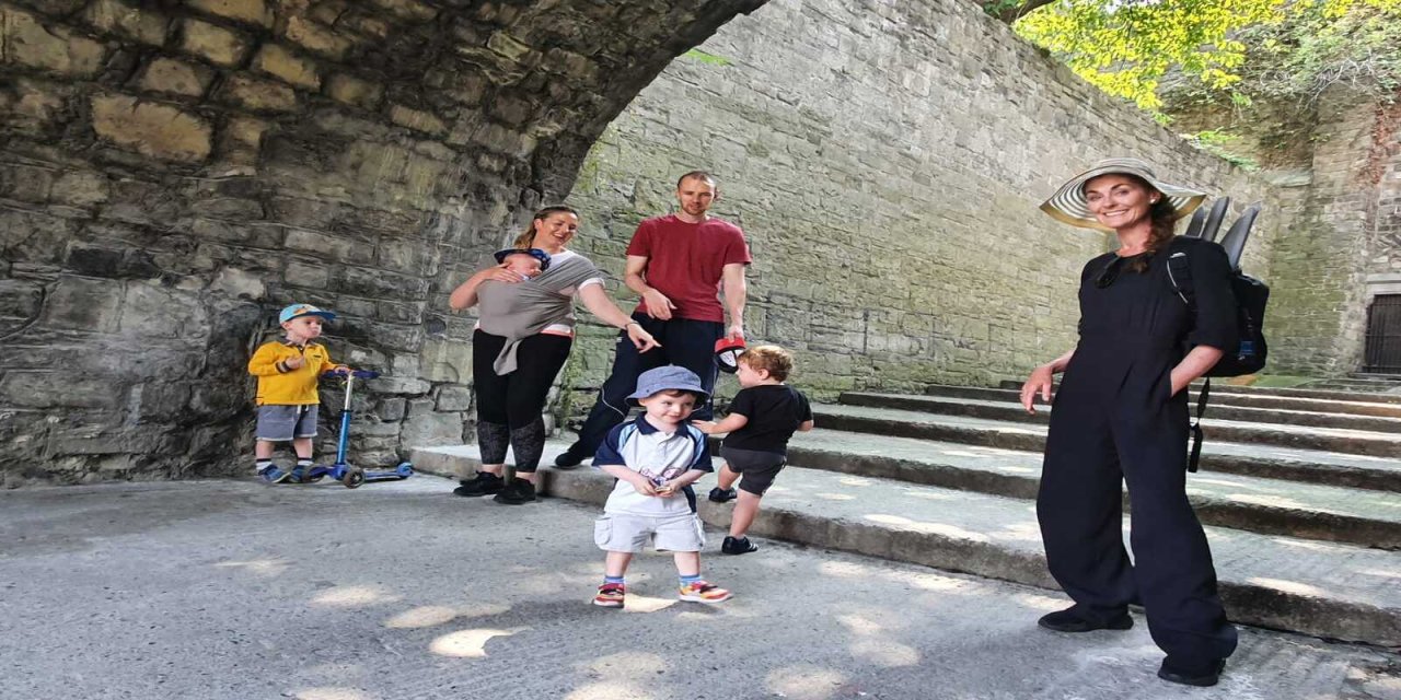 family exploring dublin on a walking tour