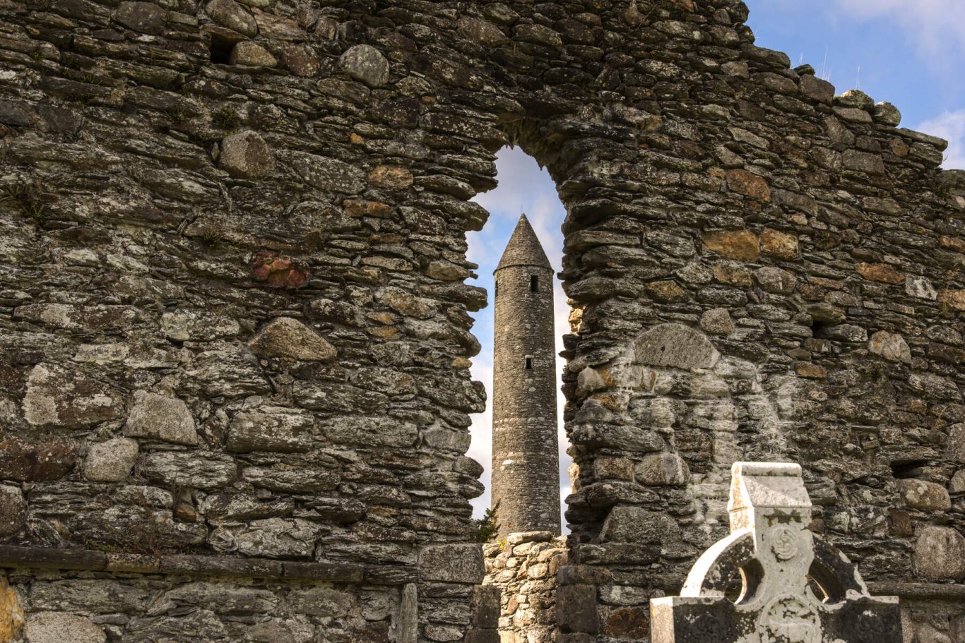 Church Ruins and Round Tower at Glendalough