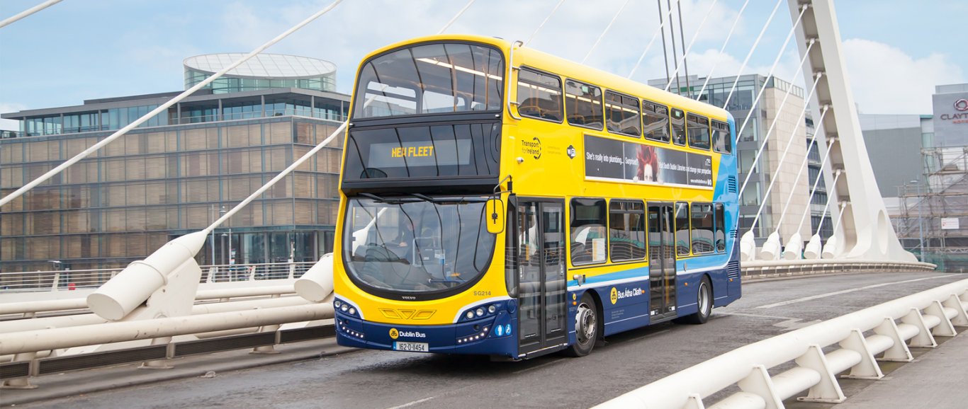 Dublin Bus on Samuel Beckett Bridge