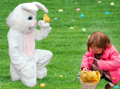 easter bunny with girl
