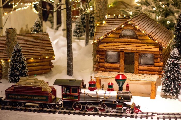 santa groto and train display 